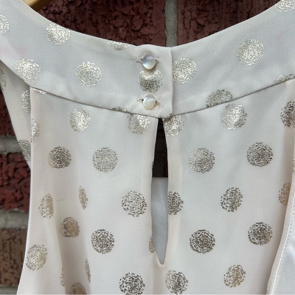 IZ Byer Peach Pink and Gold Polka Dot Chiffon Cut In Halter Halter Tank Top - Picture 2 of 4